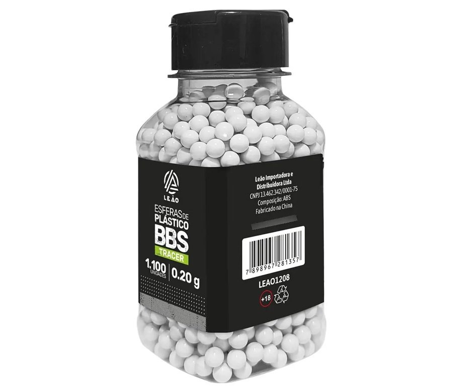 Esfera Airsoft BBs Leao 0,32g 6,0mm Pacote com 1100un Tracer