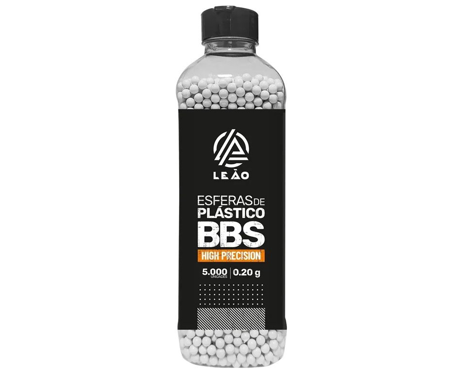 Esfera Airsoft BBs Leao 0,20g 6,0mm Pote C/ 5000un
