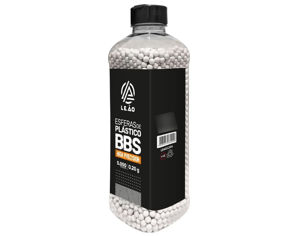 Esfera Airsoft BBs Leao 0,20g 6,0mm Pote C/ 5000un