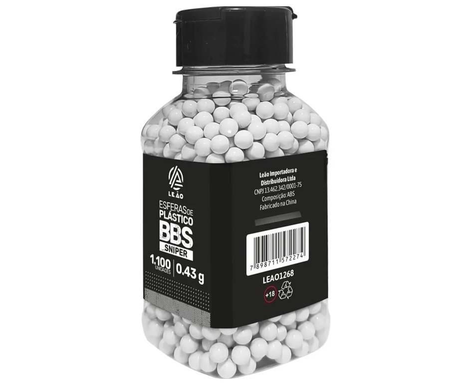 Esfera Airsoft BBs Leao 0,43g 6,0mm Pacote com 1100un