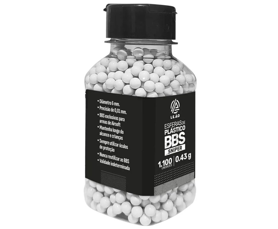 Esfera Airsoft BBs Leao 0,43g 6,0mm Pacote com 1100un