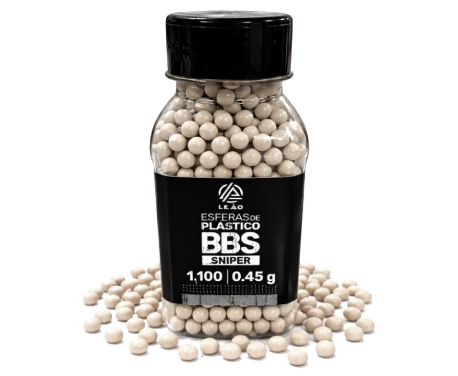 Esfera Airsoft BBs Leão 0,45g 6,0mm Pote com 1100un