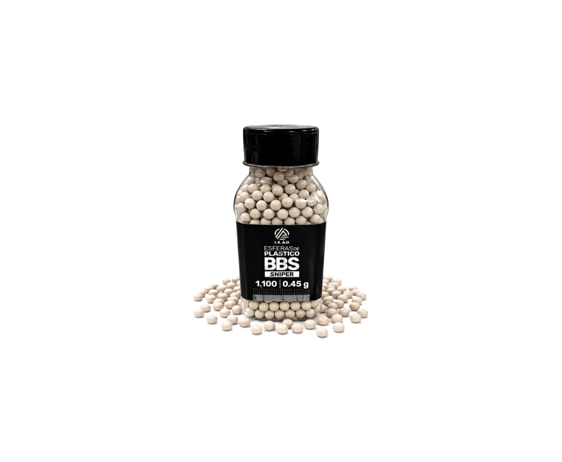 Esfera Airsoft BBs Leão 0,45g 6,0mm Pote com 1100un
