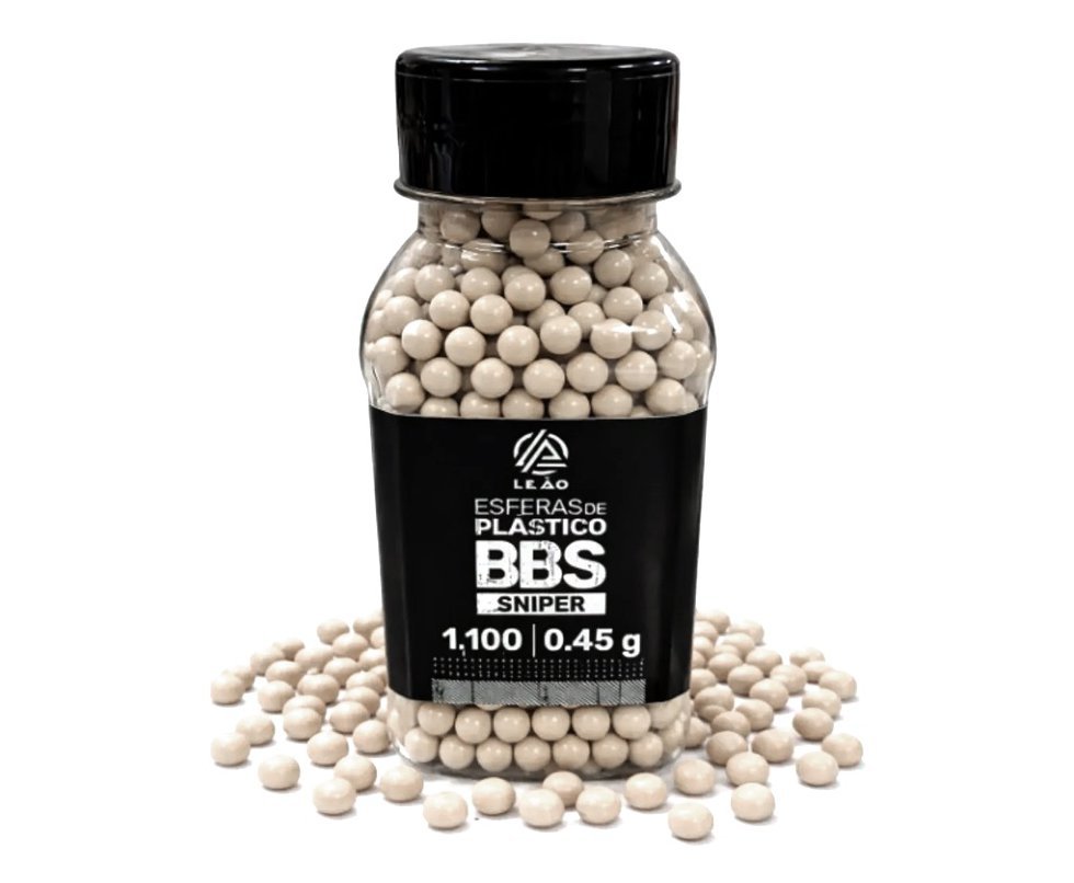Esfera Airsoft BBs Leão 0,45g 6,0mm Pote com 1100un
