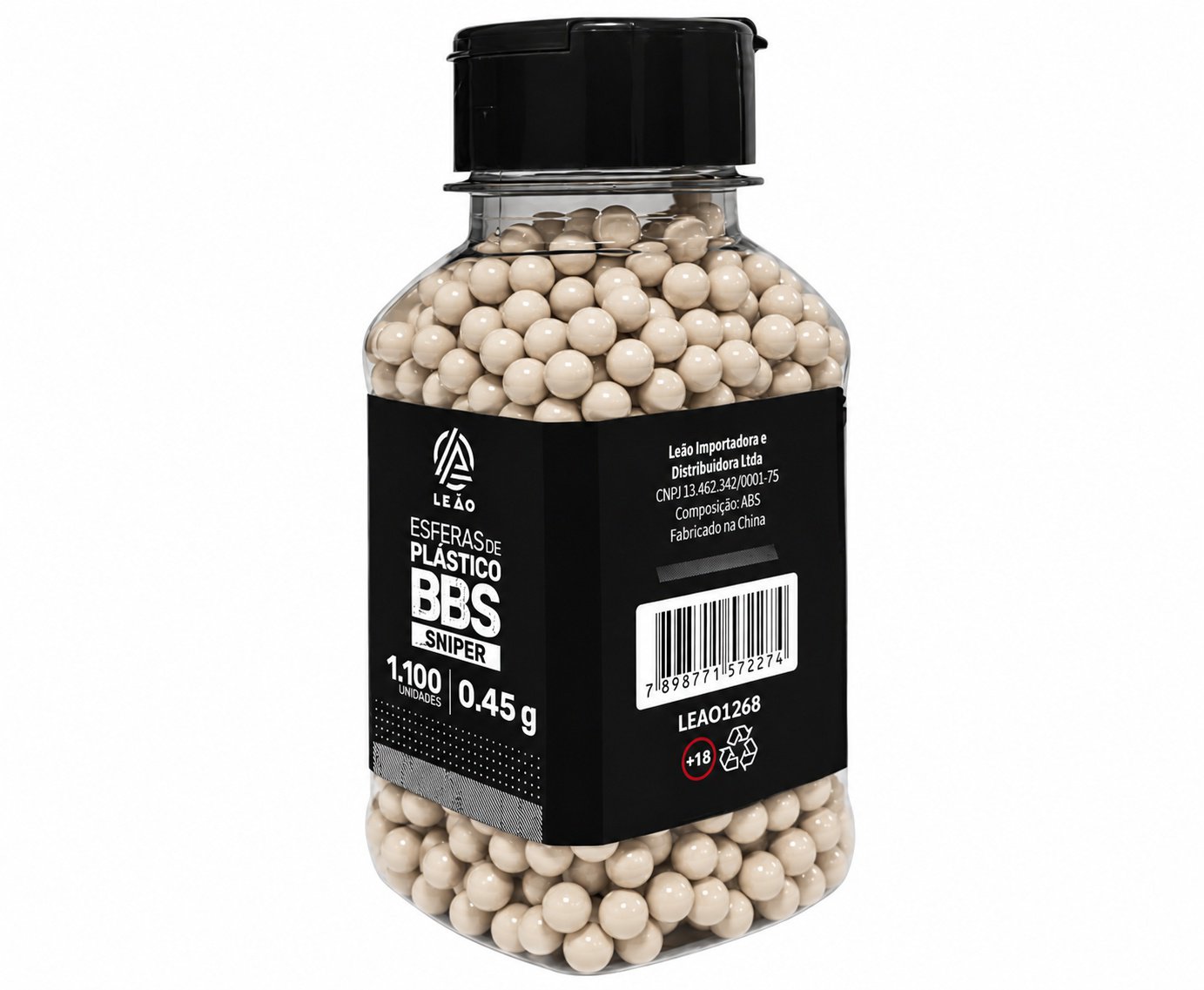 Esfera Airsoft BBs Leão 0,45g 6,0mm Pote com 1100un