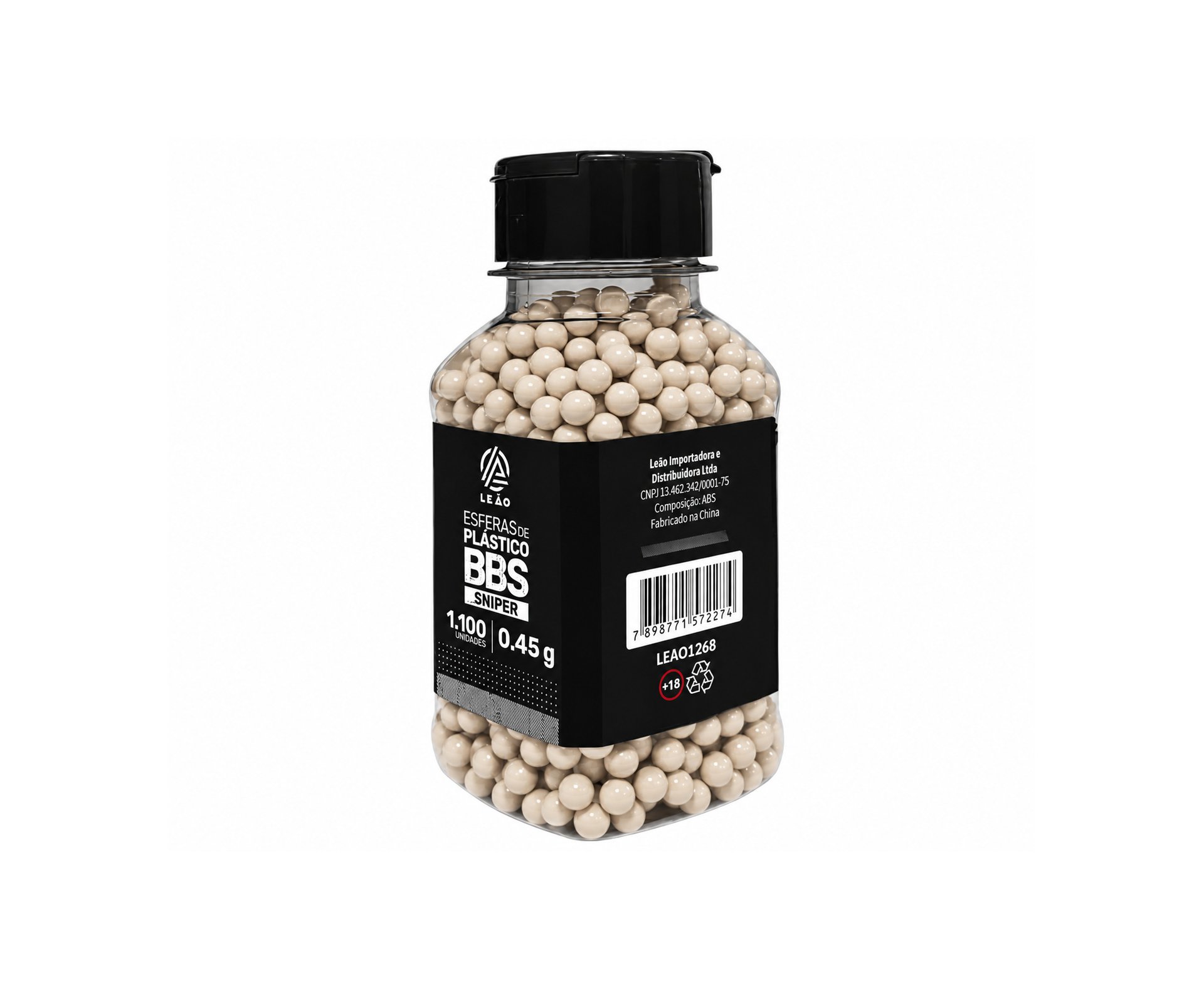 Esfera Airsoft BBs Leão 0,45g 6,0mm Pote com 1100un