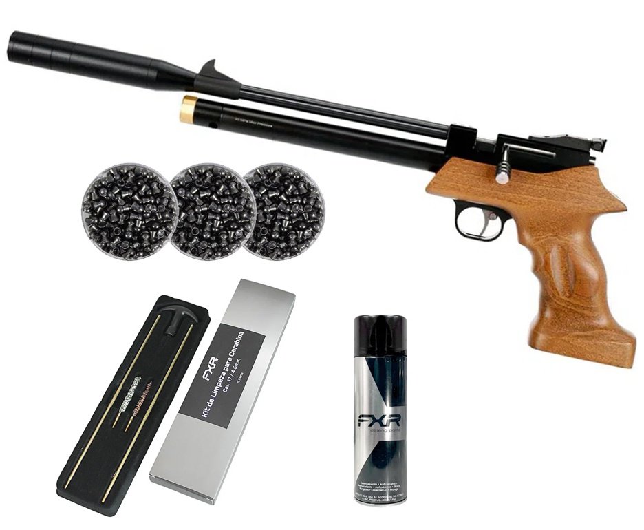 Pistola de Pressão PCP Artemis PP800R 4.5mm - FXR Armas + 3x Chumbinho Aurok Olympic + Kit Limpeza + Desengripante / Anticorrosivo