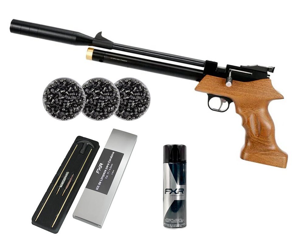 Pistola de Pressão PCP Artemis PP800R 4.5mm - FXR Armas + 3x Chumbinho Aurok Olympic + Kit Limpeza + Desengripante / Anticorrosivo