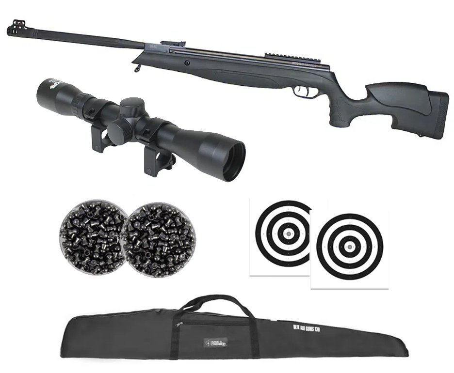 Carabina de Pressão Beeman Viper 1135 Extreme Gas Ram Nitro 80kg Polimero 5,5mm - Rossi + Capa + Luneta 4x32 + Chumbo + Alvos