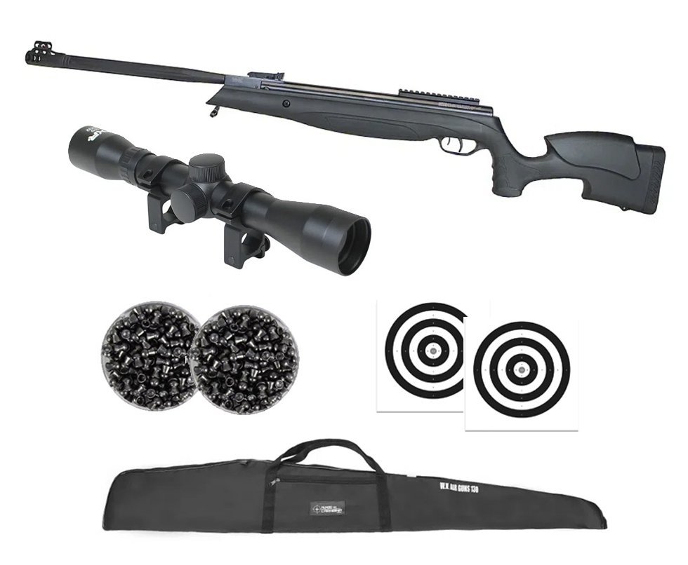 Carabina de Pressão Beeman Viper 1135 Extreme Gas Ram Nitro 80kg Polimero 5,5mm - Rossi + Capa + Luneta 4x32 + Chumbo + Alvos