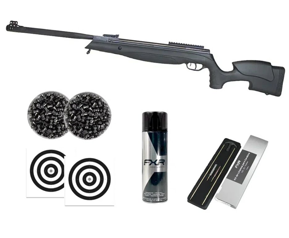 Carabina de Pressão Beeman Viper 1135 Extreme Gas Ram Nitro 80kg Polimero 5,5mm - Rossi + Chumbo + Alvos + Kit de Limpeza + Desengripante / Anticorrosivo