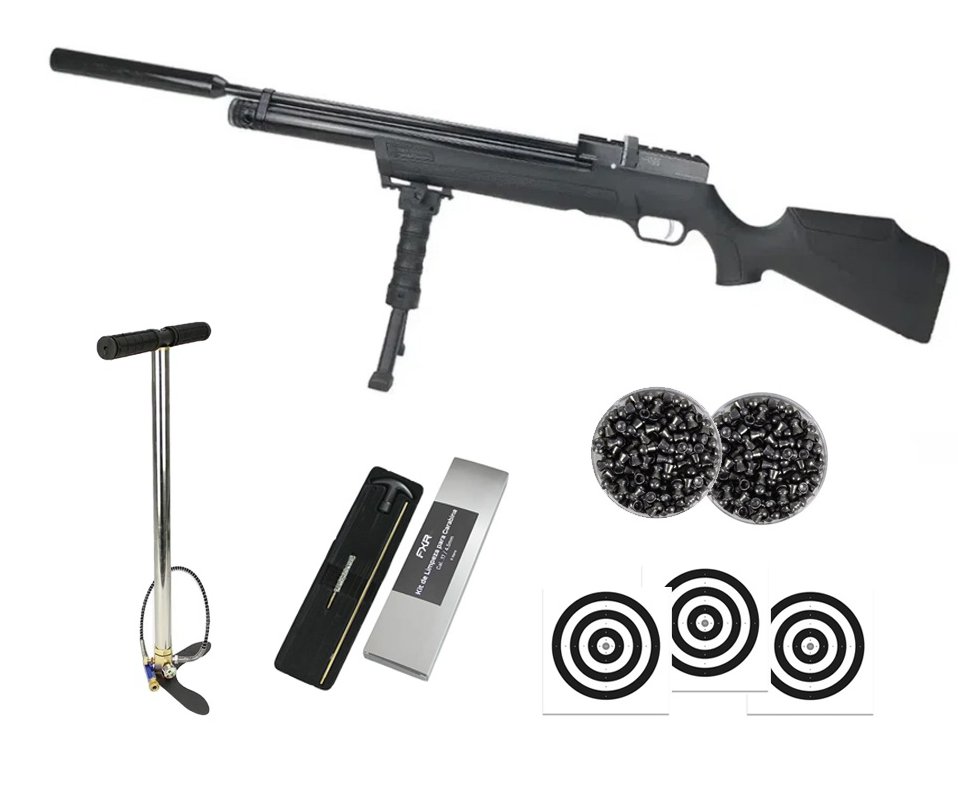 Carabina de Pressão PCP ESP 4550H 4.5mm EKOL Voltran + Bomba + Chumbos + Alvos + Kit de Limpeza