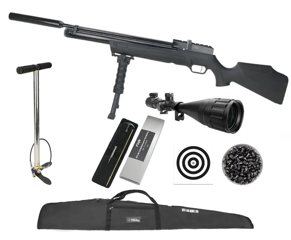 Carabina de Pressão PCP ESP 1550H 5.5mm EKOL Voltran + Bomba + Capa + Luneta 6-24x50 + Chumbos + Alvos + Kit de Limpeza