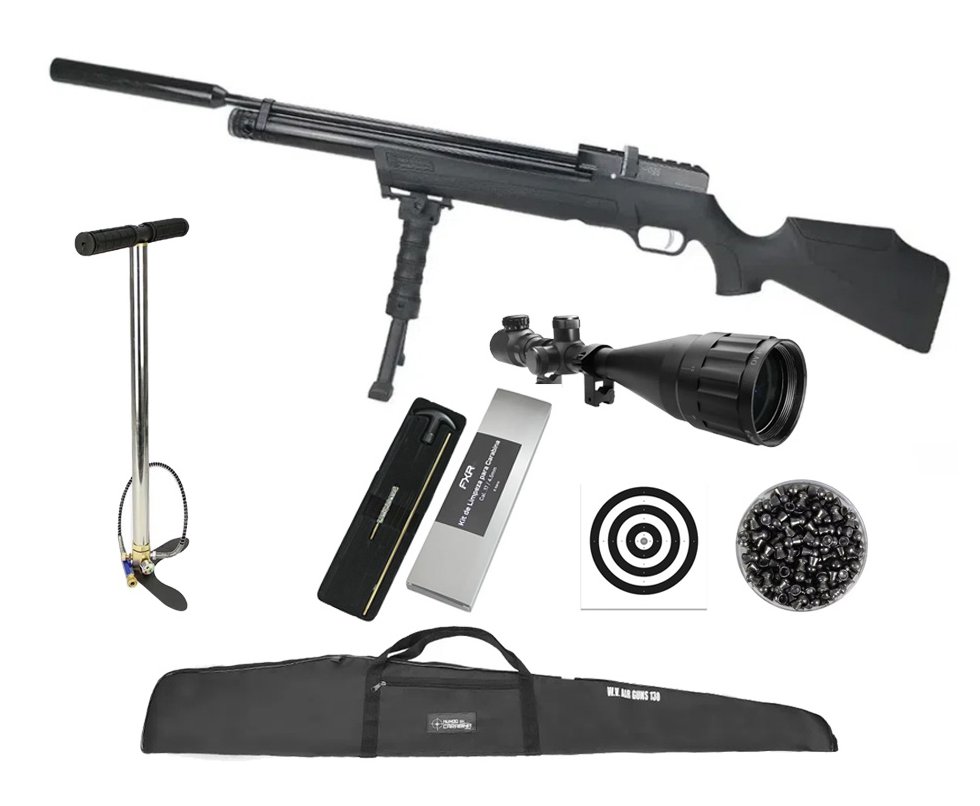 Carabina de Pressão PCP ESP 1550H 5.5mm EKOL Voltran + Bomba + Capa + Luneta 6-24x50 + Chumbos + Alvos + Kit de Limpeza
