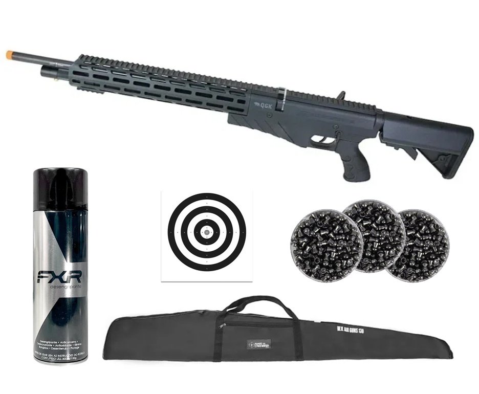 Carabina de Pressão PCP G850T 6.35mm Black - QGK + Chumbos + Capa + Alvos + Desengripante / Anticorrosivo