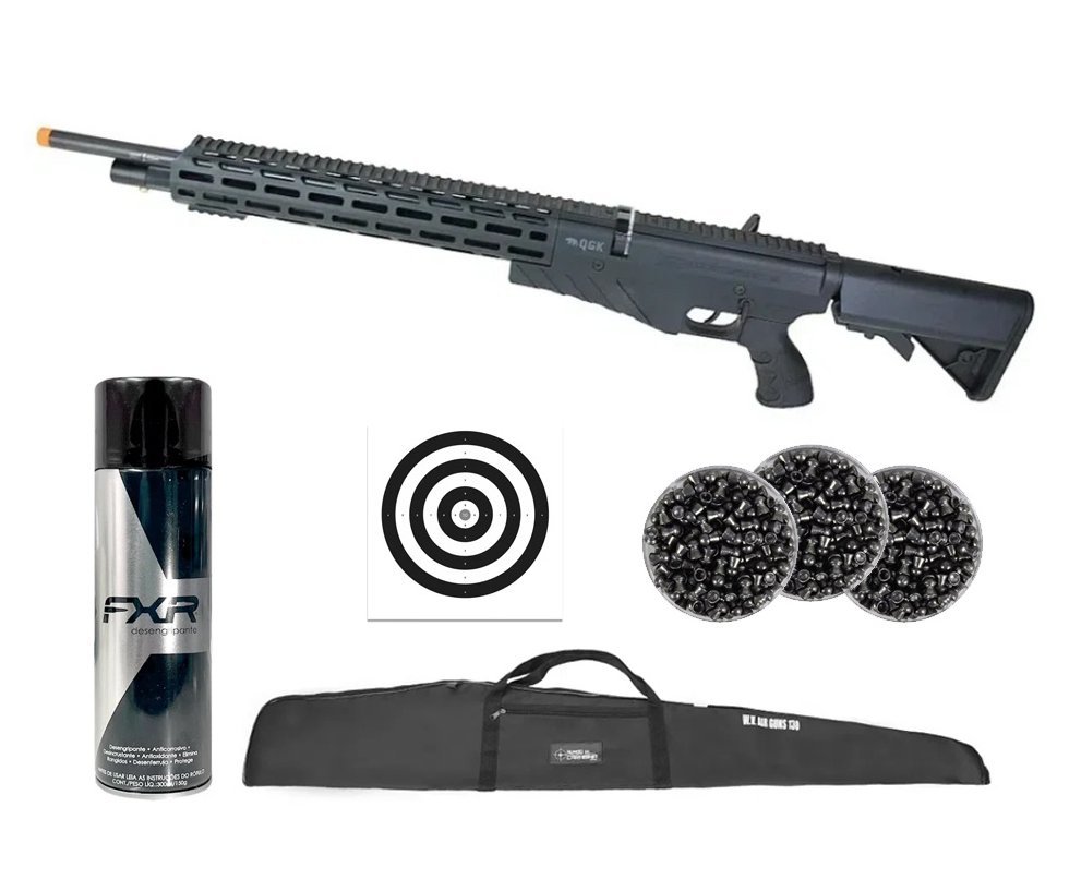 Carabina de Pressão PCP G850T 6.35mm Black - QGK + Chumbos + Capa + Alvos + Desengripante / Anticorrosivo