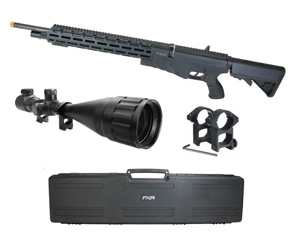 Carabina de Pressão PCP G850T 6.35mm Black - QGK + Case FXR + Luneta 6-24x50