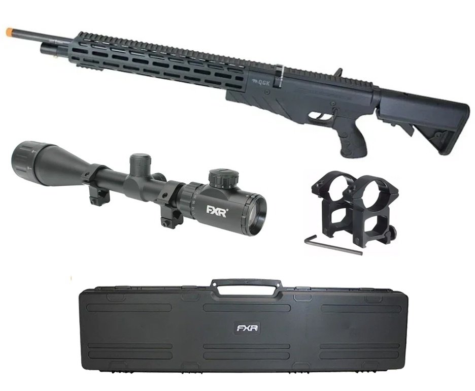 Carabina de Pressão PCP G850T 6.35mm Black - QGK + Case FXR + Luneta 4-16x50