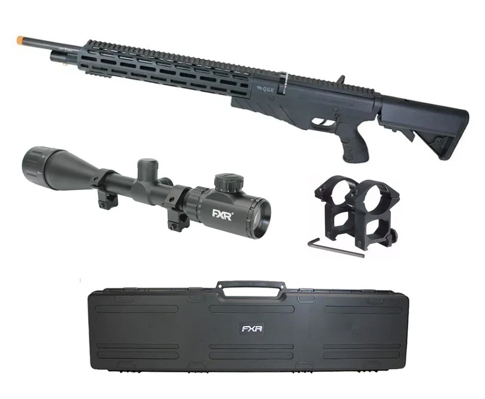 Carabina de Pressão PCP G850T 6.35mm Black - QGK + Case FXR + Luneta 4-16x50