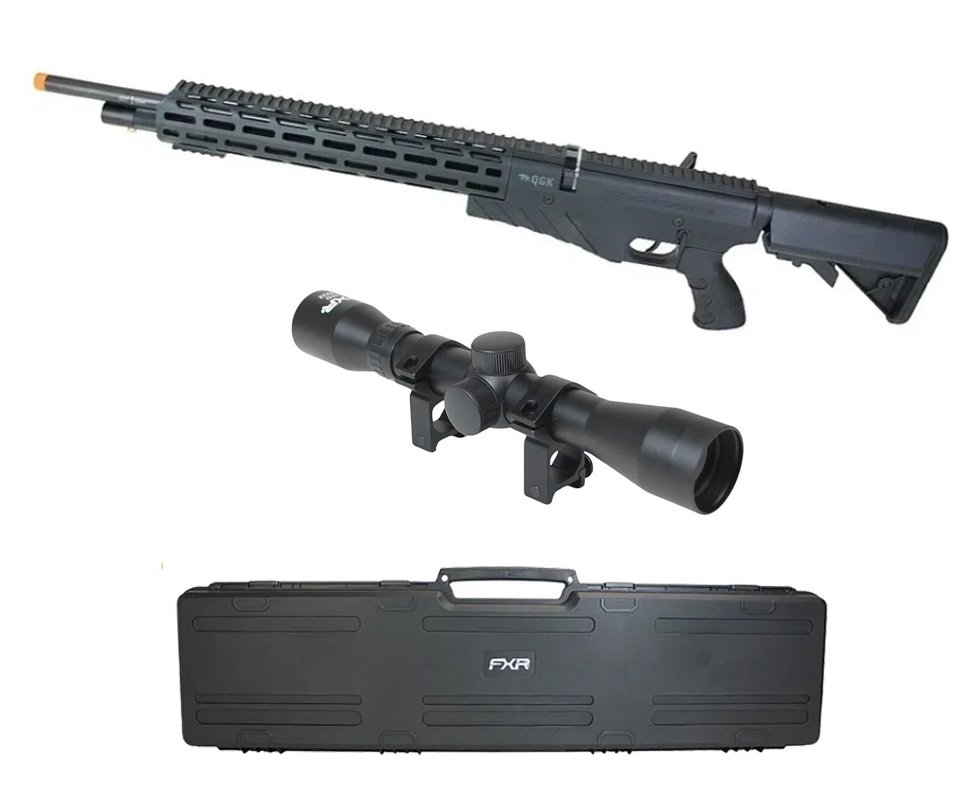Carabina de Pressão PCP G850T 6.35mm Black - QGK + Case FXR + Luneta 4X32