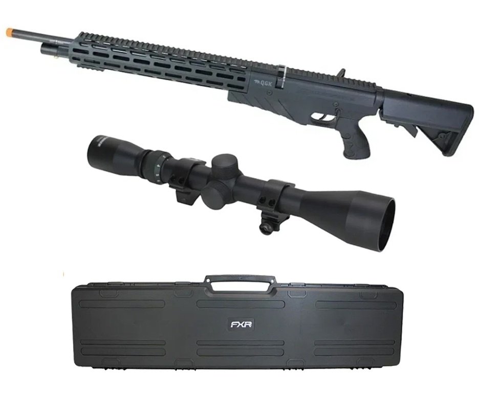 Carabina de Pressão PCP G850T 6.35mm Black - QGK + Case FXR + Luneta 3-9x40