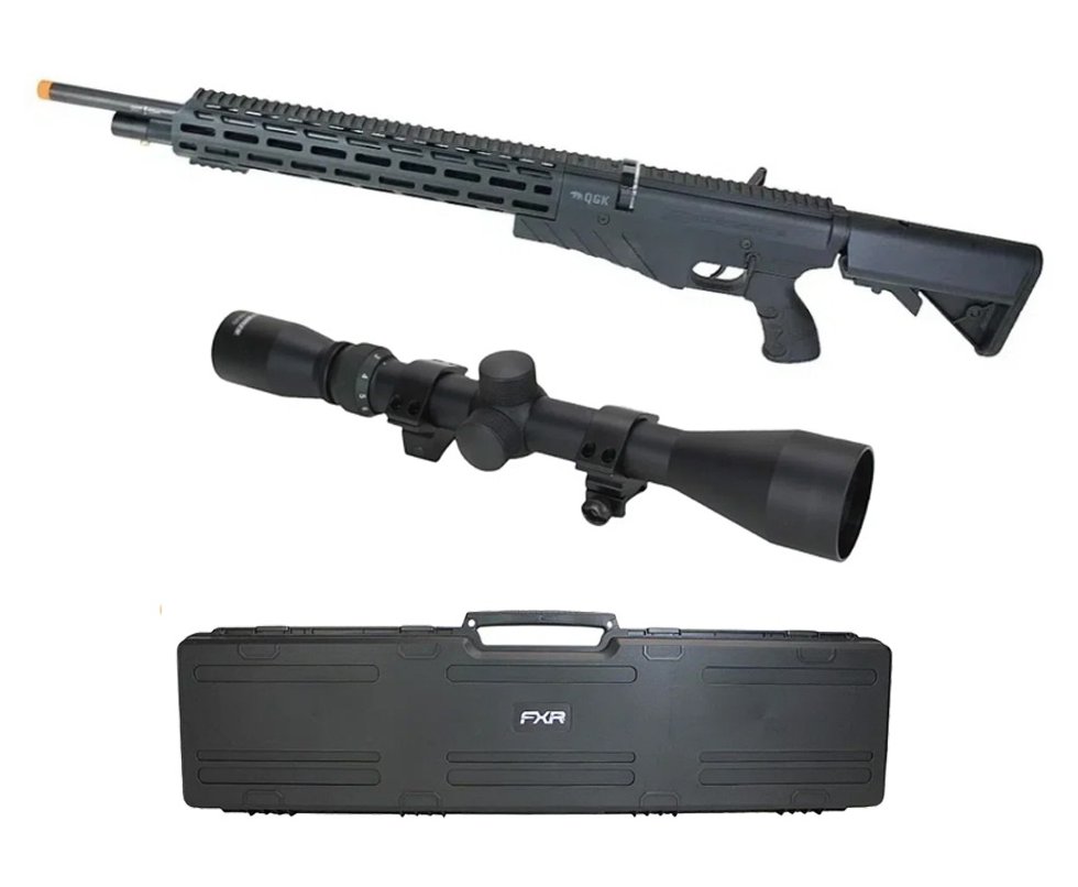 Carabina de Pressão PCP G850T 6.35mm Black - QGK + Case FXR + Luneta 3-9x40