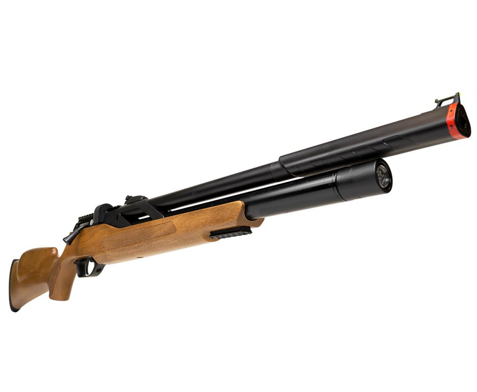 Carabina PCP Rossi T-REX Montecarlo Madeira Big Bore 6,35mm + Bipe + Chumbo + Luneta 6-24x50 + Chama Pássaro