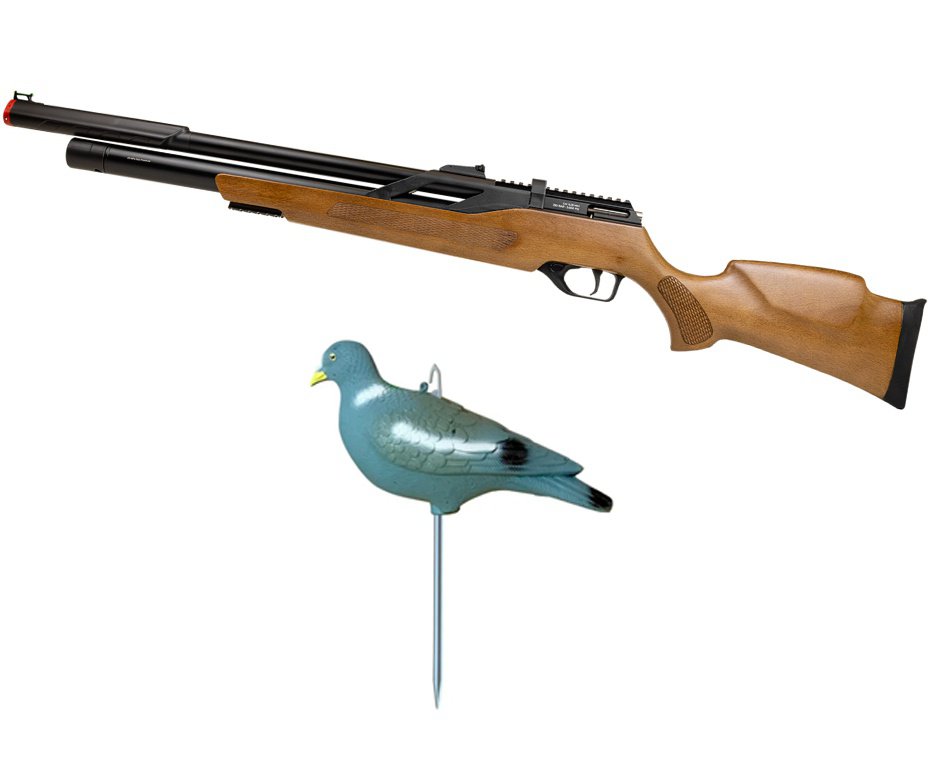 Carabina PCP Rossi T-REX Montecarlo Madeira Big Bore 6,35mm + Chama Pássaro