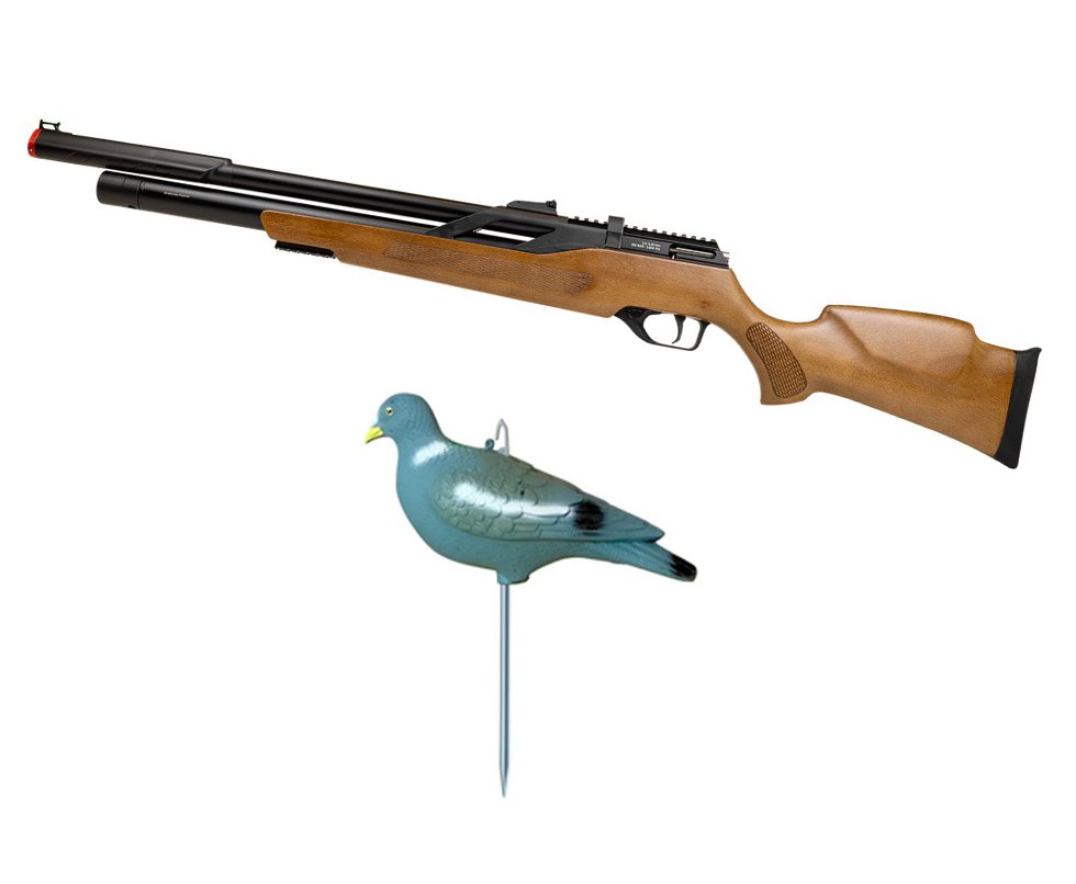 Carabina PCP Rossi T-REX Montecarlo Madeira Big Bore 6,35mm + Chama Pássaro
