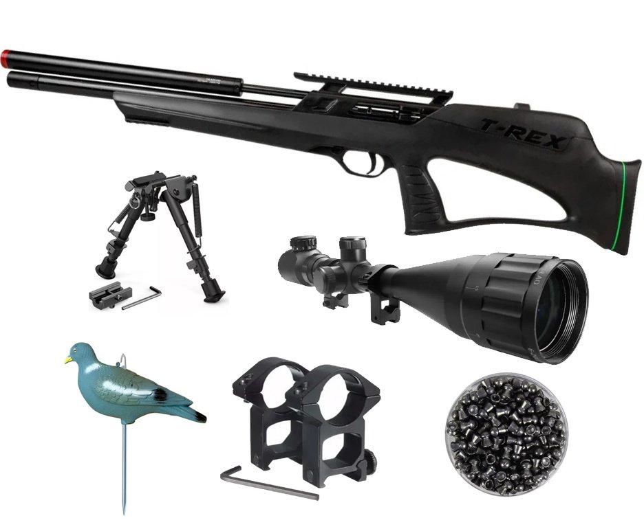 Carabina PCP Rossi T-REX Bull Pup 6,35mm Big Bore - Rossi + Bipe + Chumbo + Luneta 6-24x50 + Chama Pássaro
