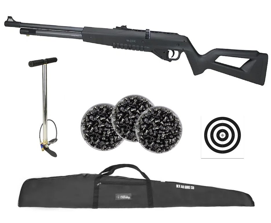 Carabina de Pressão PCP G850 Black Cal 5,5mm Nova Vista QGK + Bomba + Capa + Chumbos + Alvos