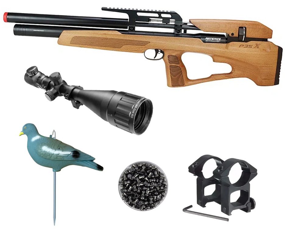 Carabina de Pressão PCP P35X Evolution 5,5mm Artemis - FXR + Luneta 6-24x50 + Chumbos + Chama Pássaro