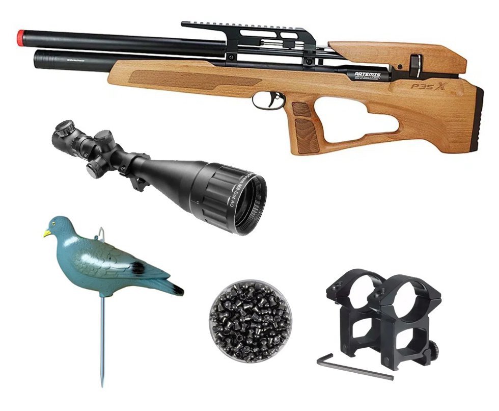 Carabina de Pressão PCP P35X Evolution 5,5mm Artemis - FXR + Luneta 6-24x50 + Chumbos + Chama Pássaro