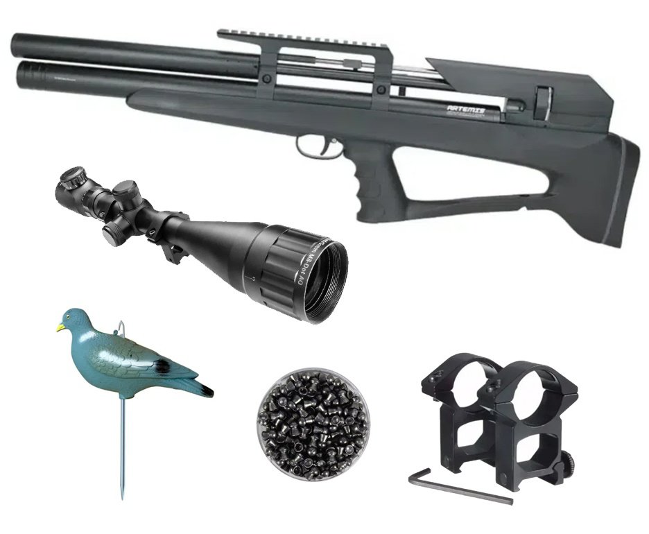 Carabina Pressão PCP P35 Artemis Bull PUP Blackened 5.5mm + Luneta 6-24x50 + Chumbos + Chama Pássaro