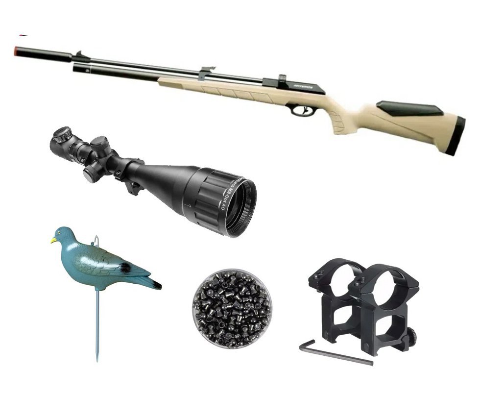 Carabina de Pressão Artemis PCP PR900T G3 Tan 5,5mm - FXR + Luneta 6-24x50 + Chumbo + Chama Pássaro