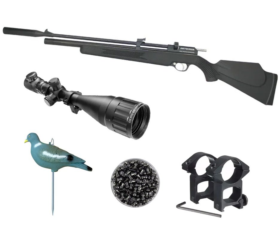 Carabina De Pressão PCP PR900S G2 Polímero 5,5mm New Generation Artemis + Luneta 6-24x50 + Chumbo + Chama Pássaro