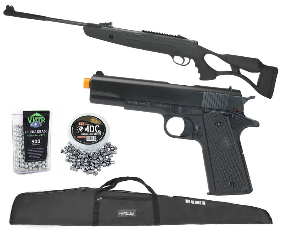 Carabina De Pressão Hatsan Strike Airtact Pd Com Gas Ram 60kg - 5,5mm + Capa + Chumbos + Pistola de Pressão + BBS