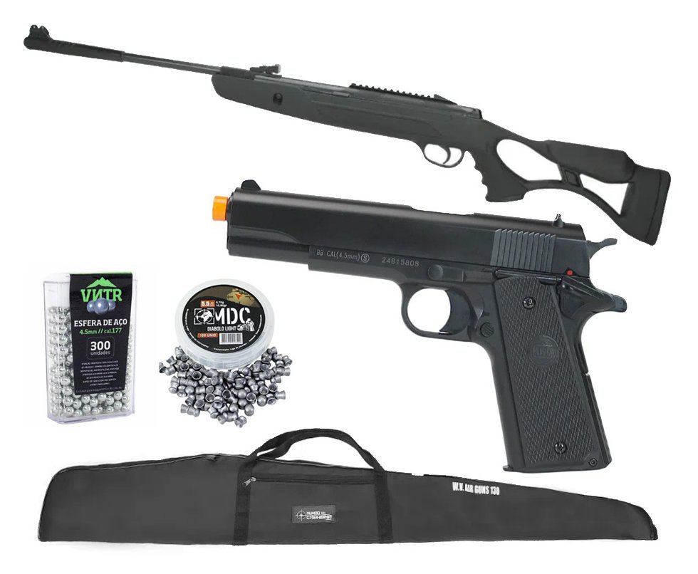 Carabina De Pressão Hatsan Strike Airtact Pd Com Gas Ram 60kg - 5,5mm + Capa + Chumbos + Pistola de Pressão + BBS