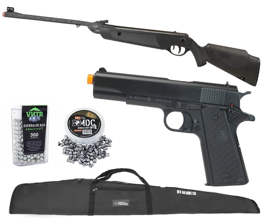 Carabina de Pressão Rossi Dione Sport Gás Ram Nitro 5,5mm + Capa + Chumbos + Pistola de Pressão + BBS