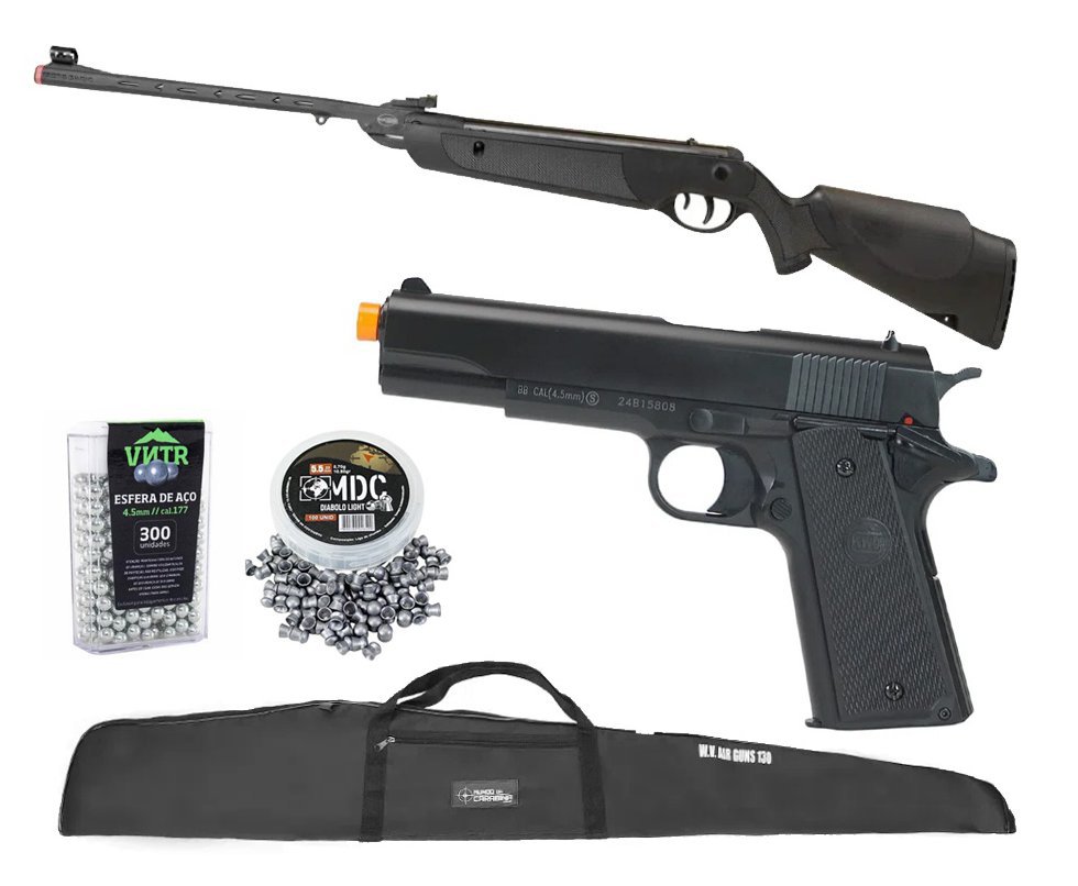 Carabina de Pressão Rossi Dione Sport Gás Ram Nitro 5,5mm + Capa + Chumbos + Pistola de Pressão + BBS