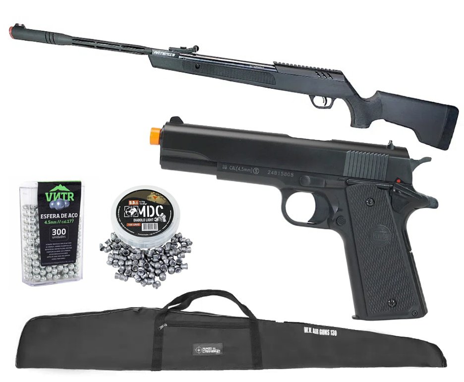 Carabina de Pressão Artemis Dark Eagle Nitro Piston GR 80kg 6,35mm Black - FXR + Capa + Chumbos + Pistola de Pressão + BBS