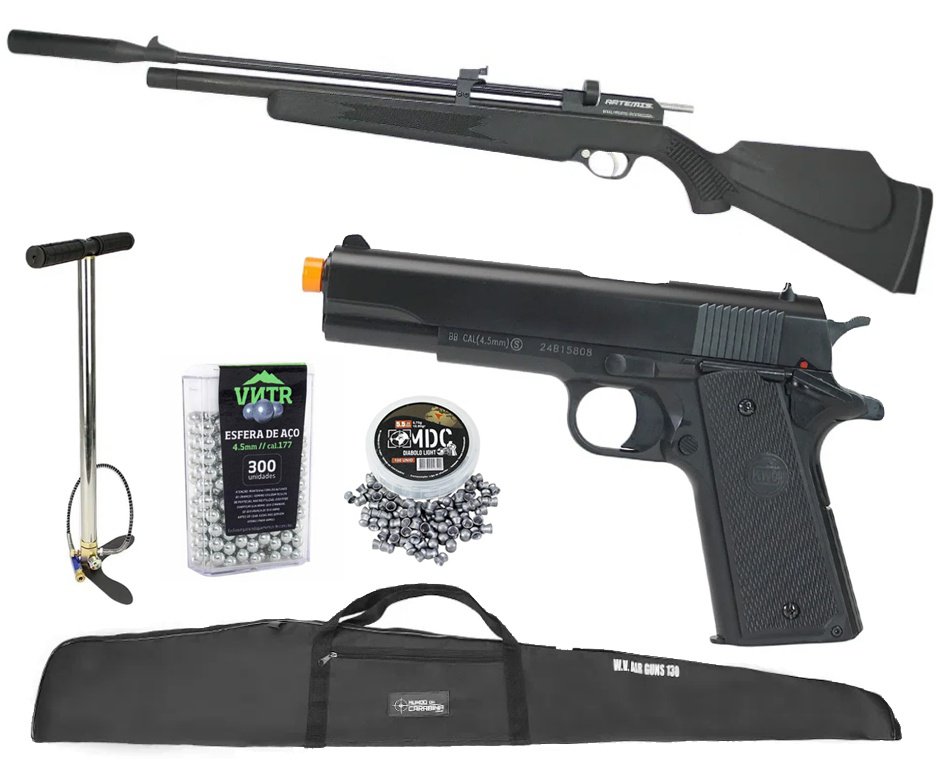 Carabina De Pressão PCP PR900S G2 Polímero 5,5mm New Generation Artemis + Bomba + Capa + Chumbos + Pistola de Pressão + BBS