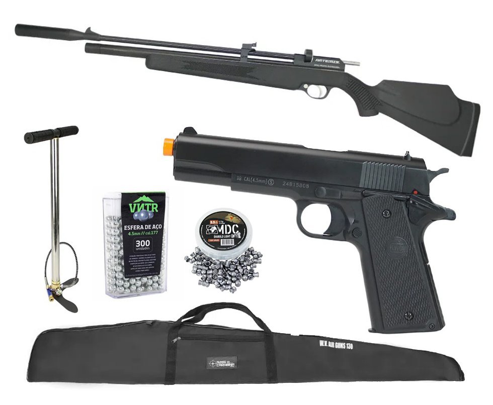 Carabina De Pressão PCP PR900S G2 Polímero 5,5mm New Generation Artemis + Bomba + Capa + Chumbos + Pistola de Pressão + BBS