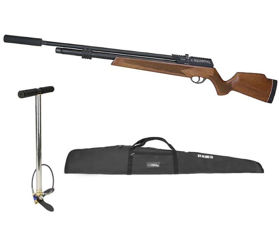 Carabina de Pressão PCP Raptor Rossi Semi Auto Madeira VR 5,5mm + Bomba + Capa