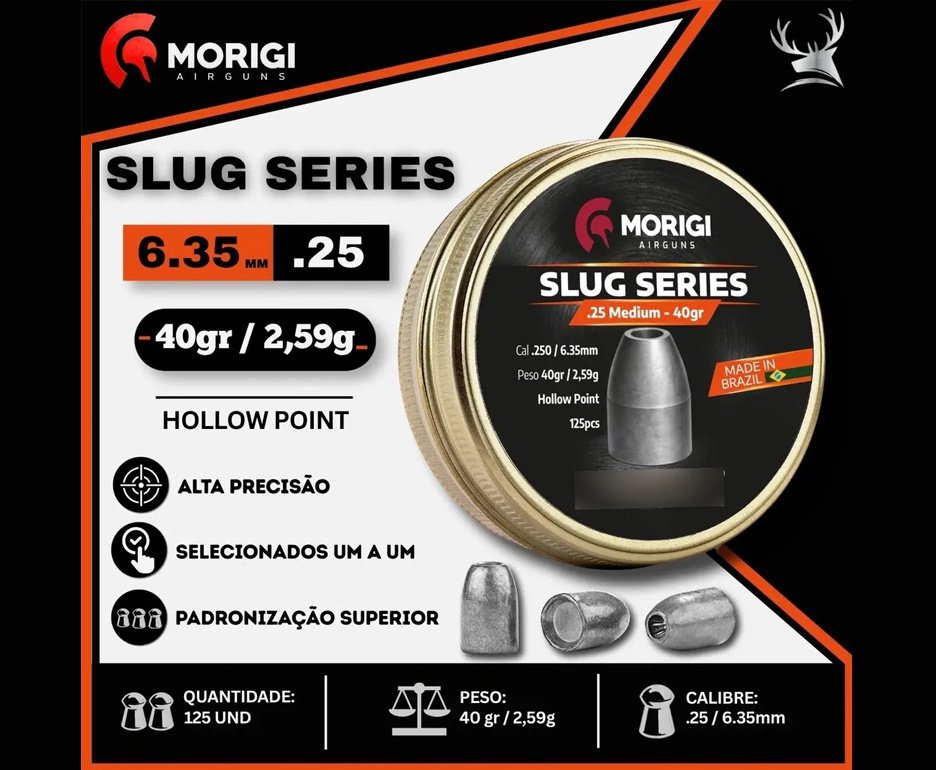 Chumbinho Morigi Slug 6,35mm 40 GR - 125un