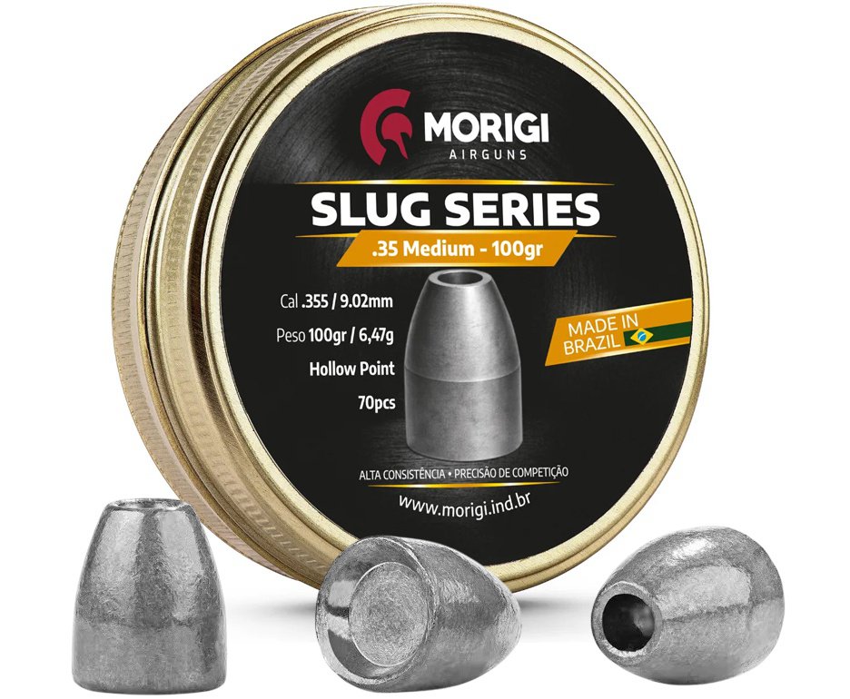 Chumbinho Slug Morigi Airguns 9mm (.355) Hollow Point 85gr – 70 Unidades