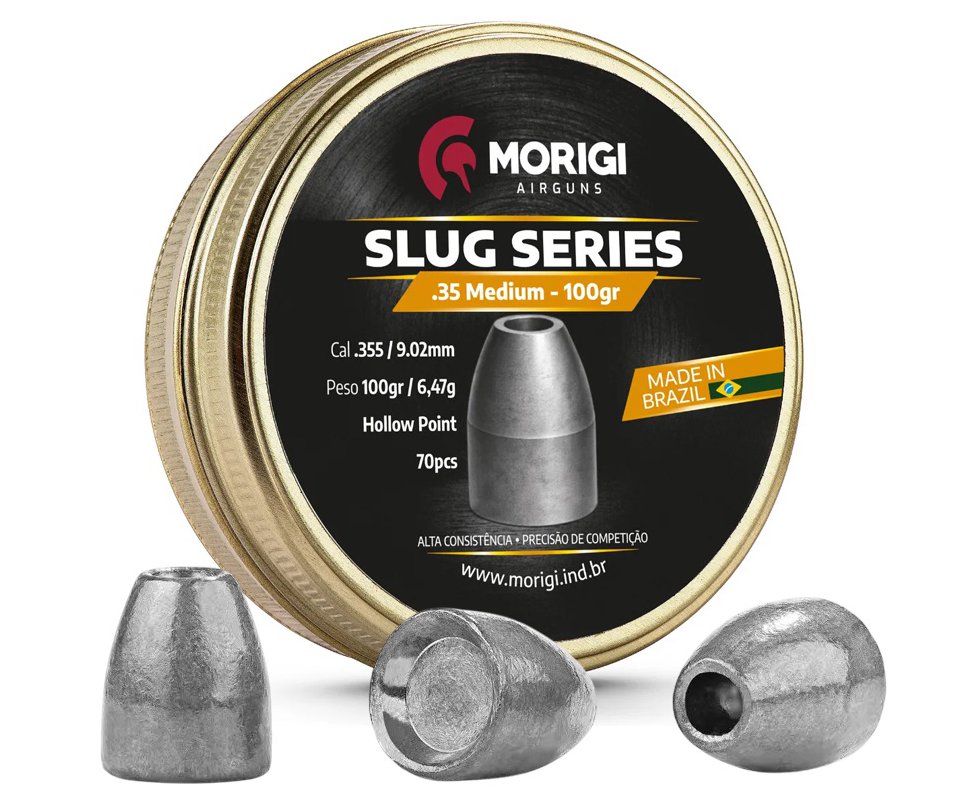 Chumbinho Slug Morigi Airguns 9mm (.355) Hollow Point 85gr – 70 Unidades