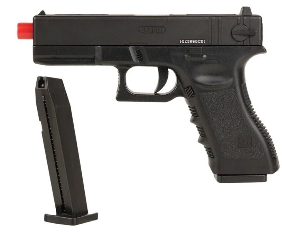 Pistola de Airsoft Glock CBT G17 Slide Metal Spring 6mm - Combat + BBS + Óculos de Proteção + Alvos