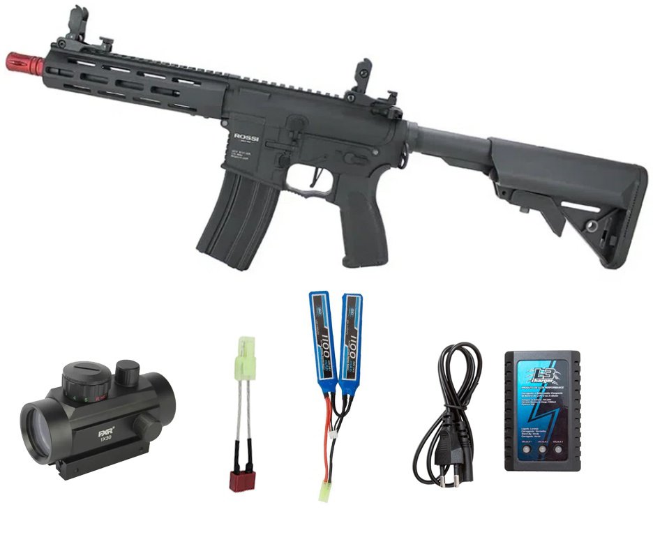 Rifle Airsoft AR15 NEPTUNE Sentinel 8" M-LOK - Rossi + Bateria + Carregador + Red Dot