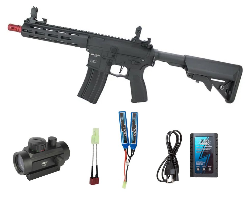 Rifle Airsoft AR15 NEPTUNE Sentinel 8" M-LOK - Rossi + Bateria + Carregador + Red Dot